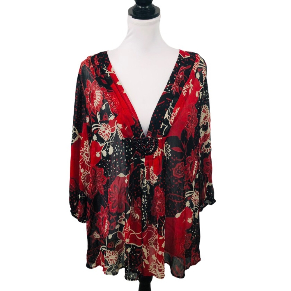 Studio 1940 Blouse Plus 22/24W Multicolored Top